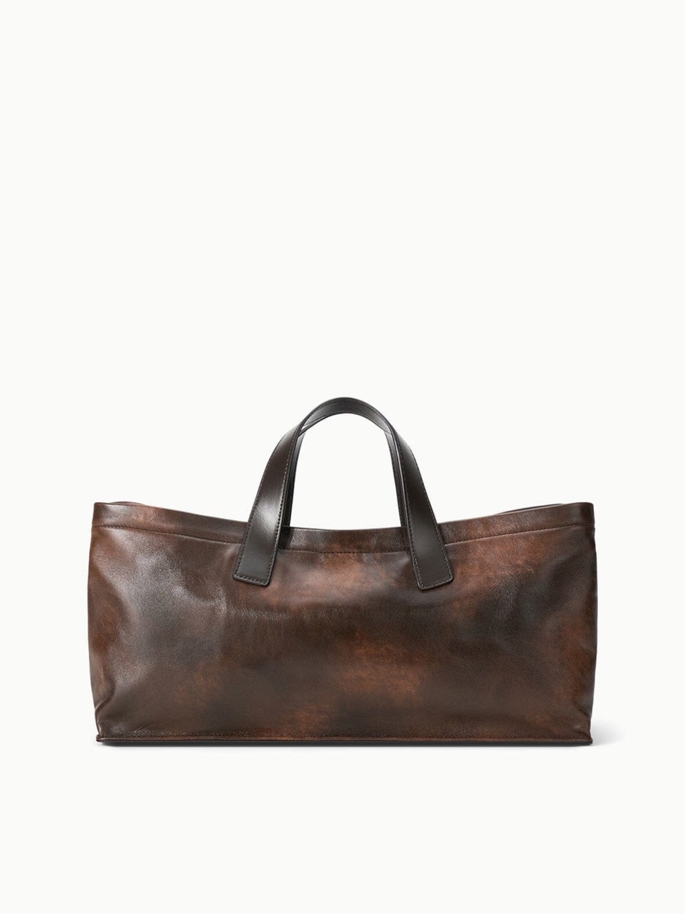 Staud. NWT. Classic Distressed Brown Lamb Leather Shoulder Tote.